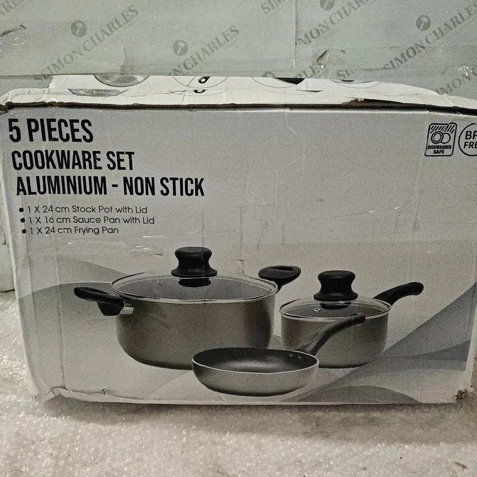 LOT OF 2 5-PIECE ALUMINIUM NON STICK COOKWARE SETS