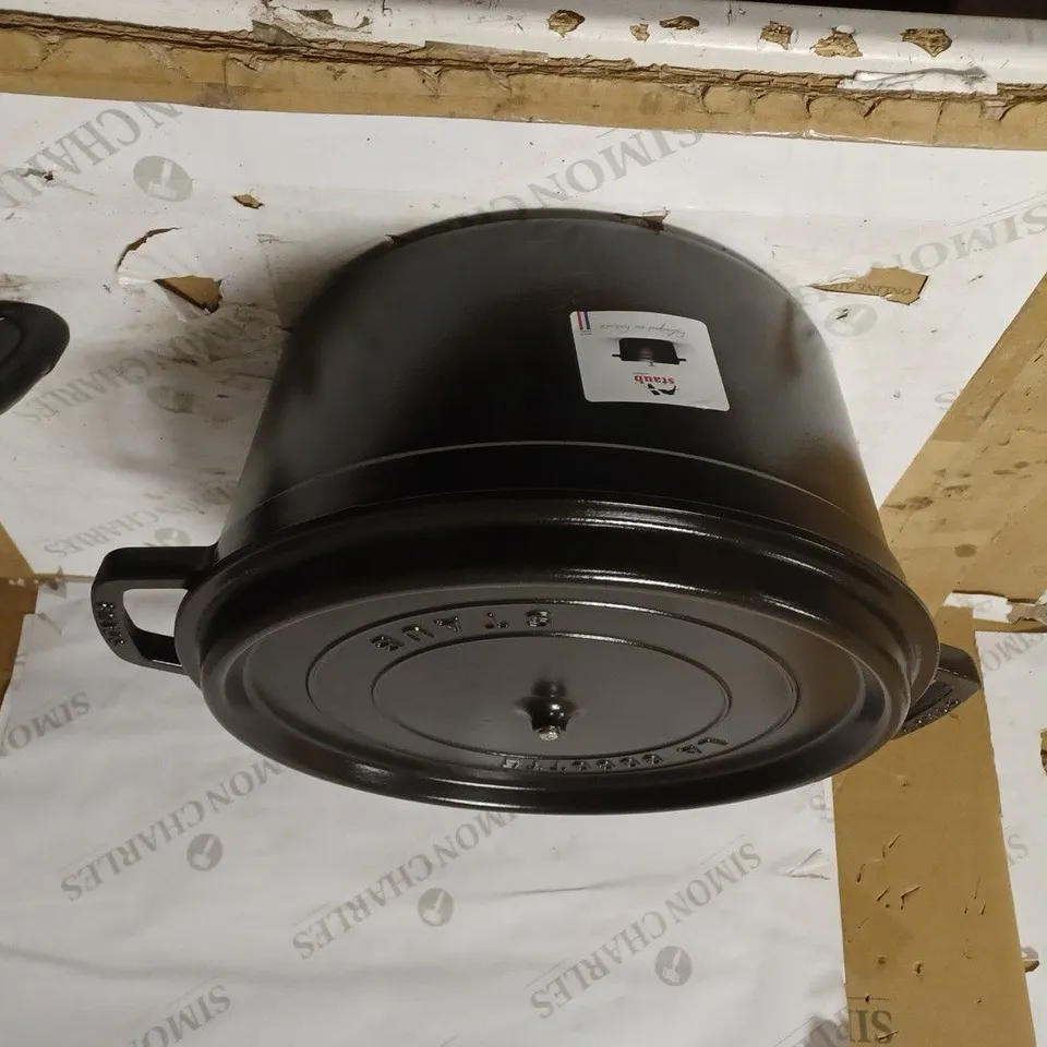 STAUB CAST IRON ROASTER/COCOTTE, ROUND, 34 CM, 12.6 L, BLACK