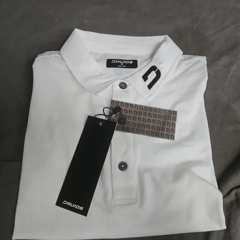 DRUIDS HONEYCOMB POLO SHIRT β WHITE, UK XL
