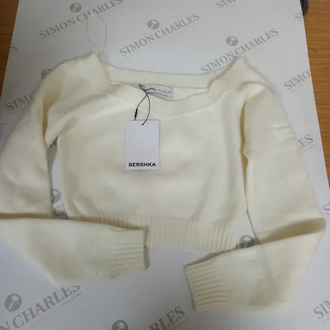 BERSHKA CROP TOP IN CREAM - EUR S