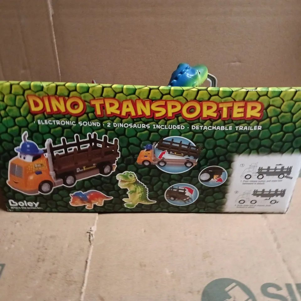 BOLEY DINO TRANSPORTER WITH 2 DINOSAURS – ELECTRONIC SOUND, DETACHABLE TRAILER (BOXED)