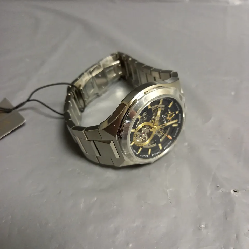 BULOVA MENS MAQUINA AUTOMATIC BLACK SKELETON DIAL WATCH