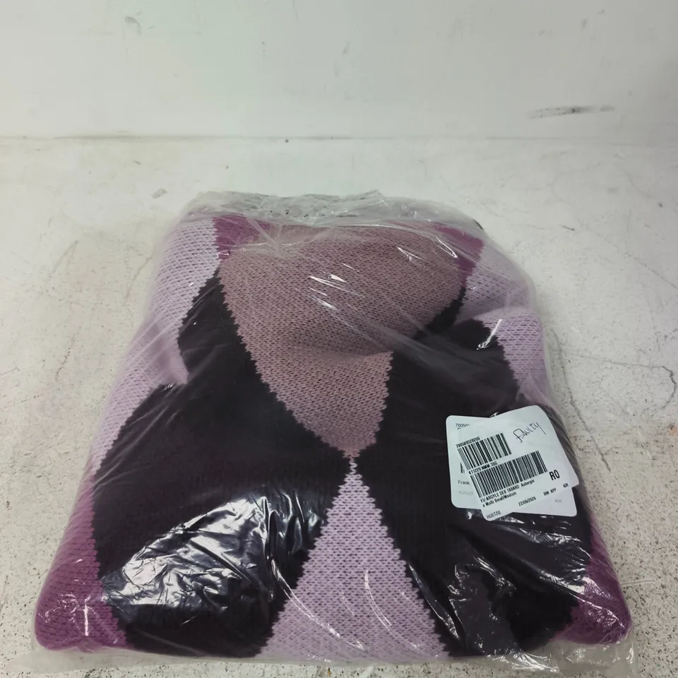 FRANK USHER ARGYLE DESIGN OVERSIZE KNIT TABARD - SMALL/MEDIUM