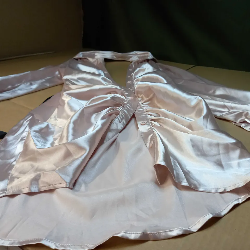 NOTHINGBUTSTYLE MINK SATIN LOW BACK STATEMENT SHIRT DRESS - MEDIUM