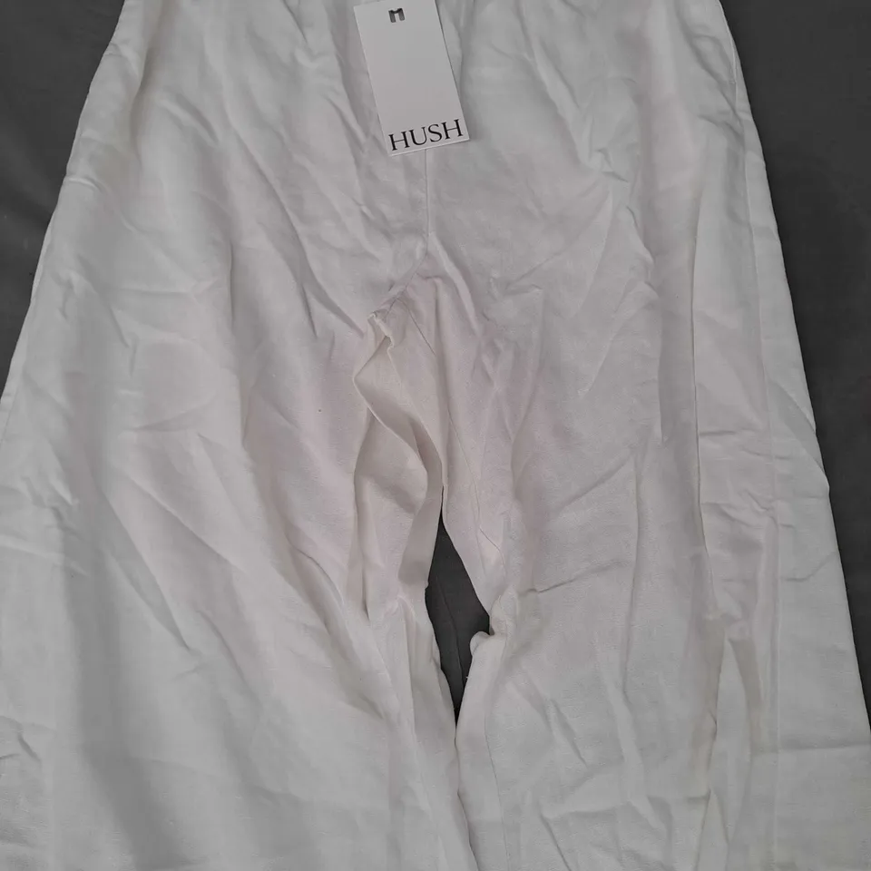 HUSH MELISSA LINEN BLEND WIDE LEG TROUSERS IN WHITE SIZE 6