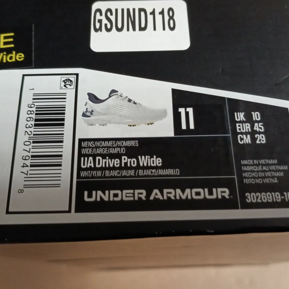 UNDER ARMOUR UA DRIVE PRO WIDE GOLF SHOES – MEN'S UK 10 WHITE/NAVY