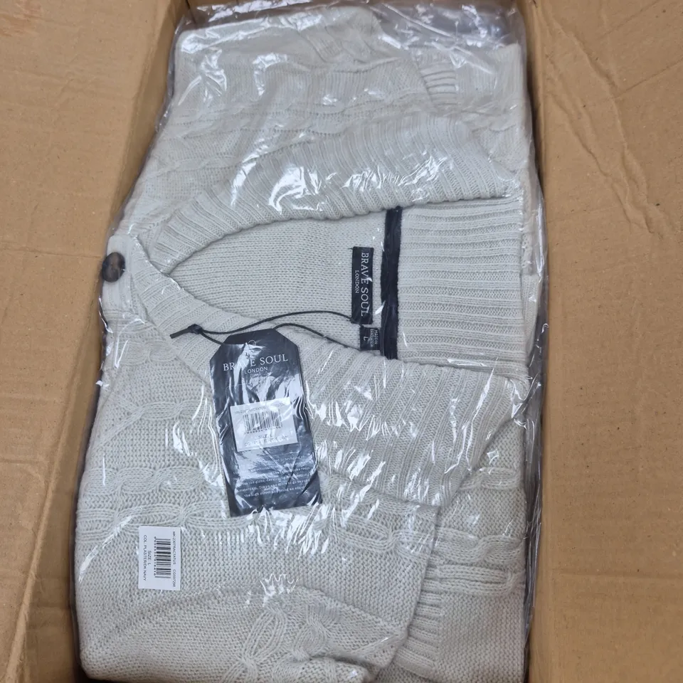 BOX OF APPROXIMATELY 18 BRAVE SOUL MENS SHAWL NECK CARDIGAN IN PLASTER SIZE L - COLLECTION ONLY