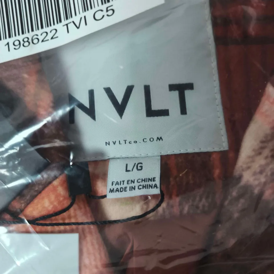 NVLT PLAID COAT  – ORANGE , UK L (L/G)