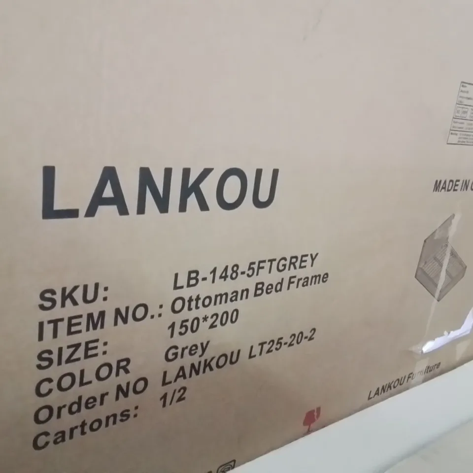 BOXED OTTOMAN BED FRAME (2BOXES) GREY