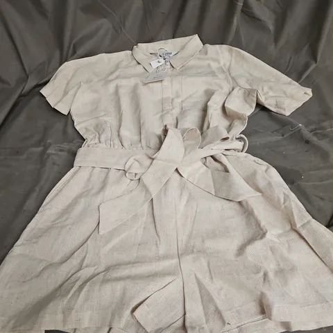 GINI SHORT SLEEVE PLAYSUIT IN BEIGE SIZE 10