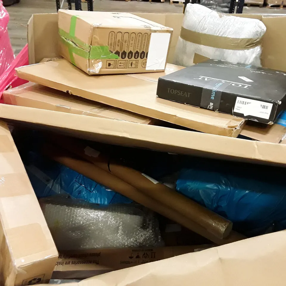 PALLET OF ASSORTED PRODUCTS INCLUDING TOILET SEAT, ELECTRIC BLANKET, 50×70CM POSTER FRAME, CHINESE HANGING WALL ART, CLOTHES RACK WITH WHEELS