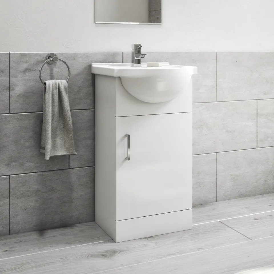 BOXED CLASSIC HIGH GLOSS WHITE 450MM VANITY UNIT