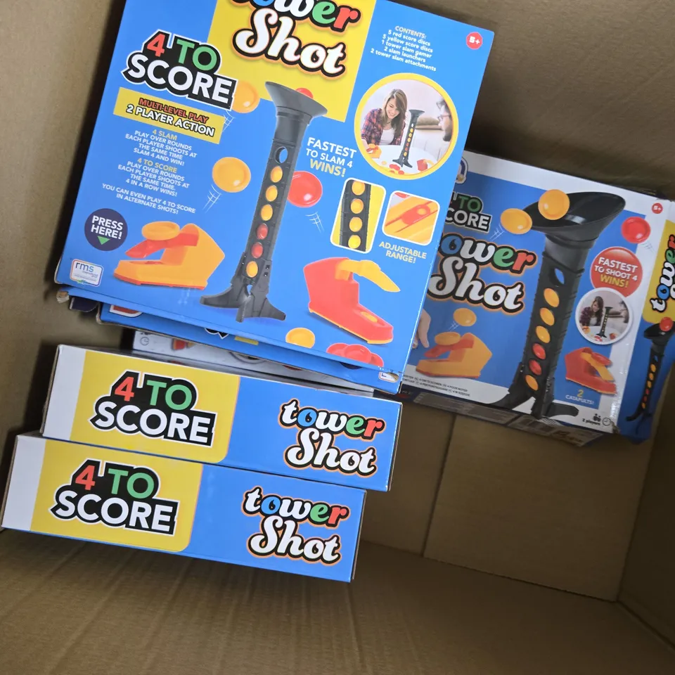 APPROXIMATELY 8 ASSORTED GAMES TO INCLUDE TOWER SHOT, MONKEY SEE MONKEY POO, AND POPPING CRACKERS ETC.