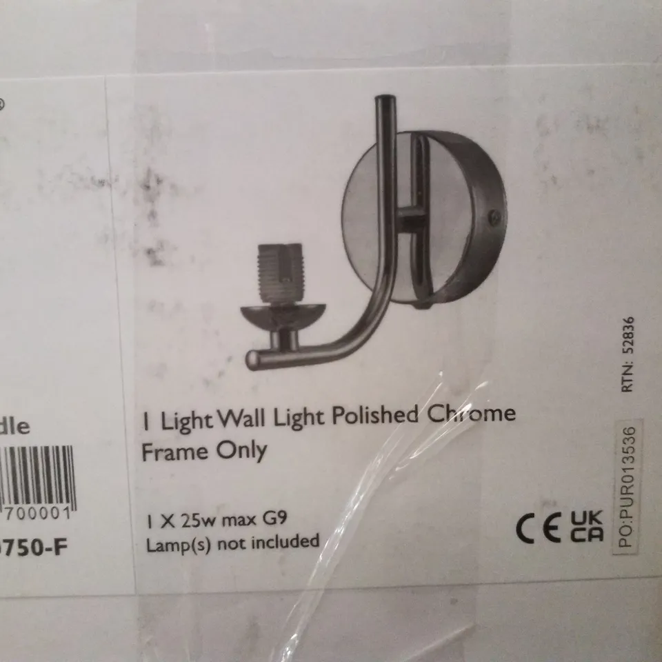 BOXED DÄR 1 LIGHT WALL LIGHT POLISHED CHROME WITH GLASS SCONCE
