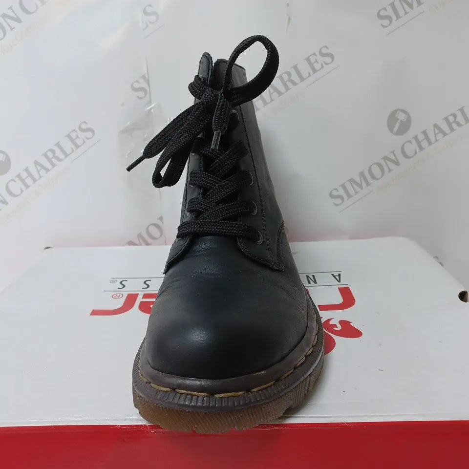 RIEKER LACE ANKLE BOOT BLACK SIZE 6 - BOXED 