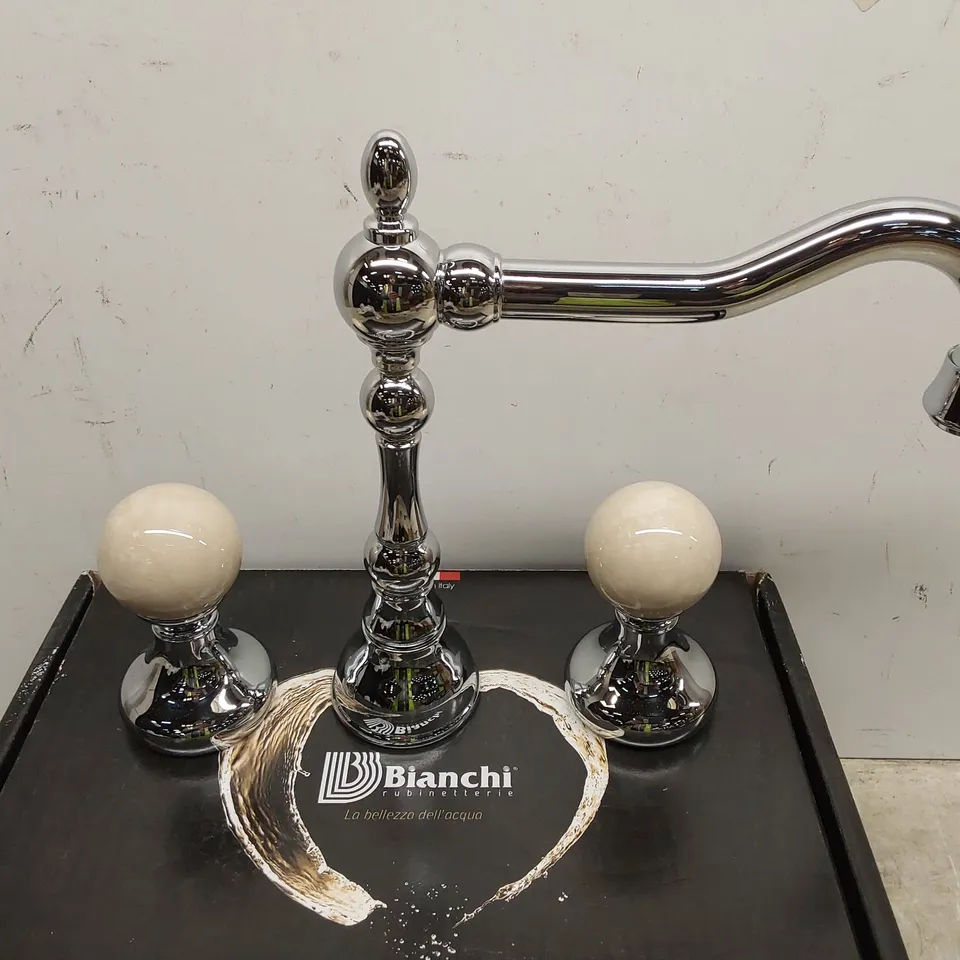 BOXED BIANCHI BOHEME STONE 3-HOLE WASH BASIN MIXER WITH SHORT SPOUT AND AUTOMATIC POP-UP WASTE 
