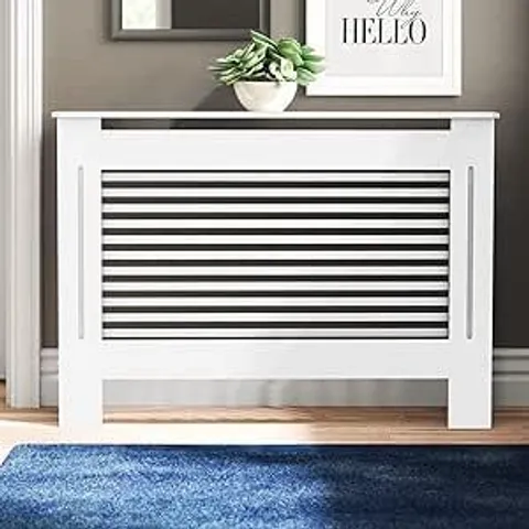 BOXED FATIVO HIGH RADIATOR COVER WOOD CABINET: EXTERNAL 92cm HEIGHT WHITE MEDIUM