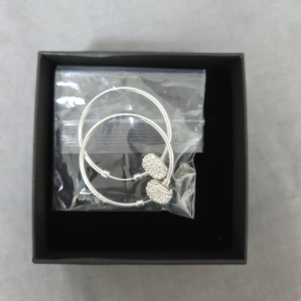 THE LOVE SILVER COLLECTION STERLING SILVER 40MM CRYSTAL GLITTER SLIDER HOOPS