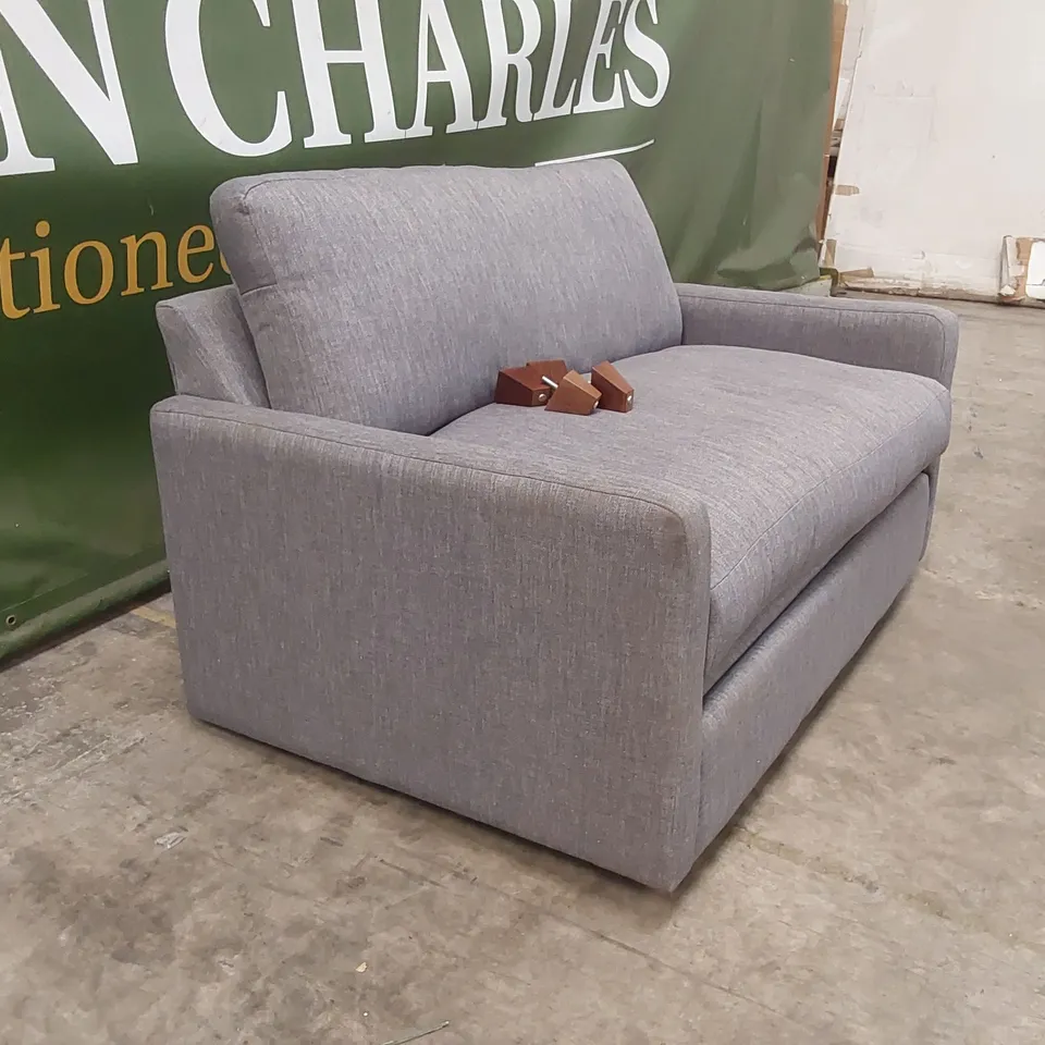 QUALITY DESIGNER 2 SEATER GREY FABRIC SOFA BED