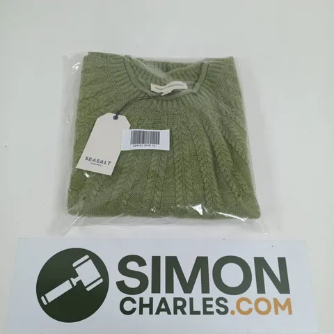 BAGGED SEASALT CORNWALL STONE CHAT JUMPER IN MOSS GREEN - UK 12