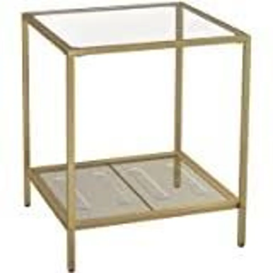 BOXED TEMPERED GLASS TOP STABLE STEEL FRAME SIDE TABLE 