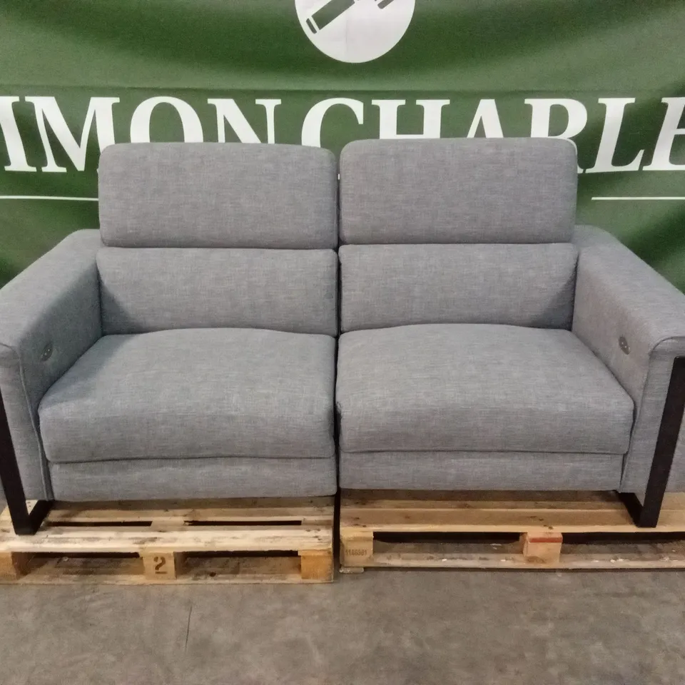 QUALITY DESIGNER ITALIAN MADE ASHLEY 3 SEATER ELECTRIC RECLINER FABRIC SOFA - GREY