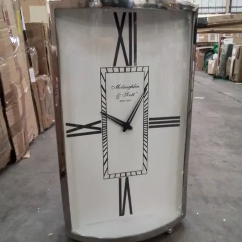 BOXED MODERN & CONTEMPORARY ROMAN NUMERAL METAL MECHANICAL TABLETOP CLOCK