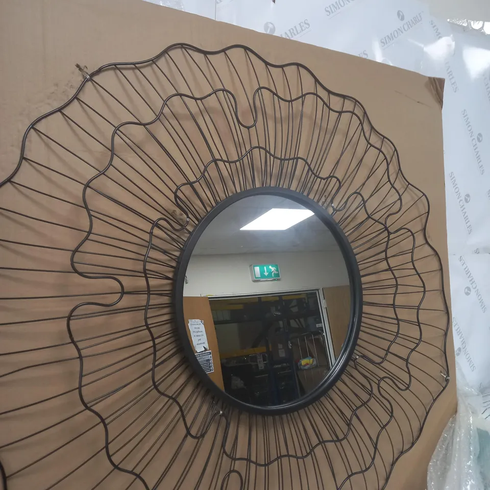 MIRROR SURROUNDED BY METAL DETAILING 100CM - COLELCTION ONLY