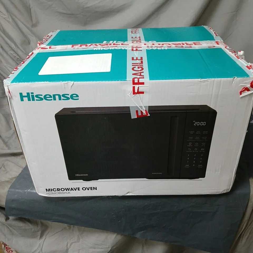 HISENSE 23 LITRE MICROWAVE, BLACK [H23MOBS5HUK] - BOXED RRP £109