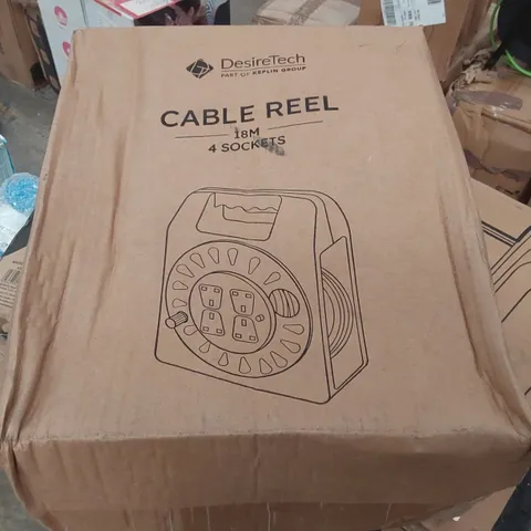BOXED DESIRETECH 18M 4 SOCKET CABLE REEL 