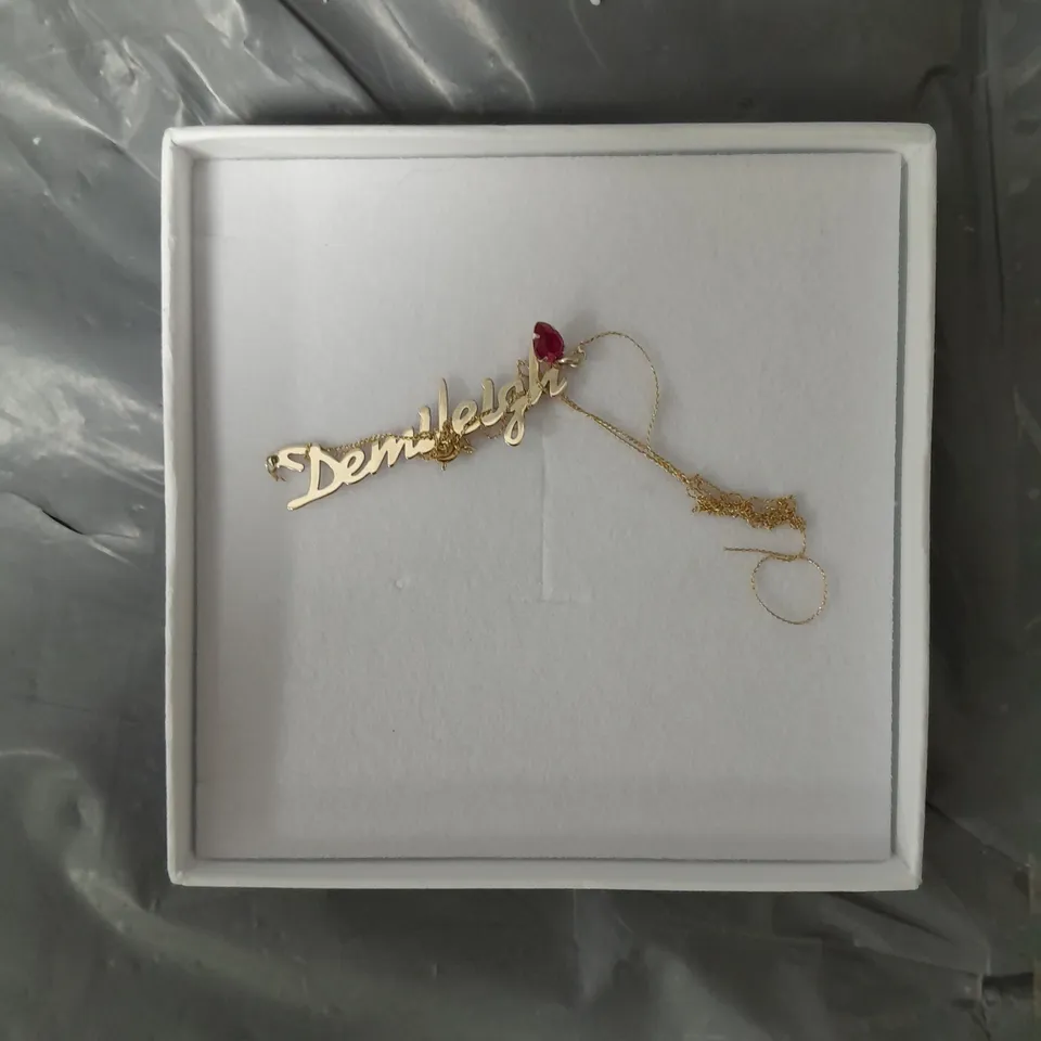 LOVE GOLD YELLOW GOLD PERSONALISED NECKLACE WITH HEART SHAPED BIRTHSTONE CHARM RRP £109