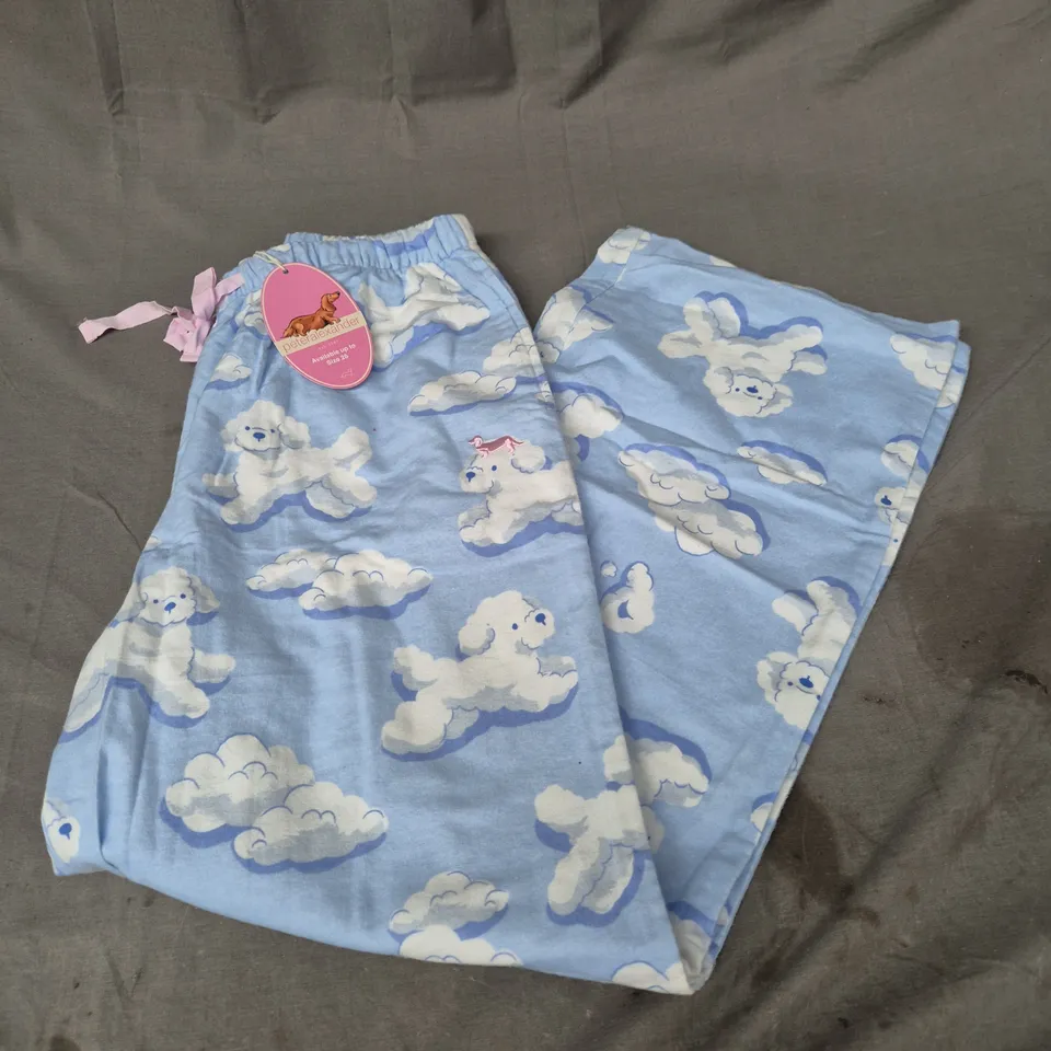 PETER ALEXANDER FLANNELETTE PYJAMA BOTOM IN PUPPY CLOUD BLUE SIZE M