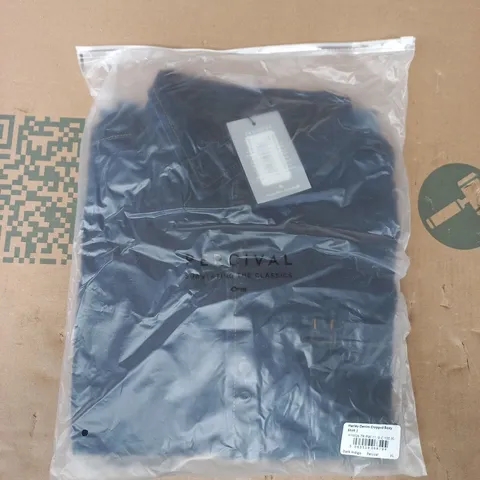 BAGGED PERCIVAL HARLEY DENIM CROPPED BOXY SHIRT IN DARK INDIGO SIZE XL