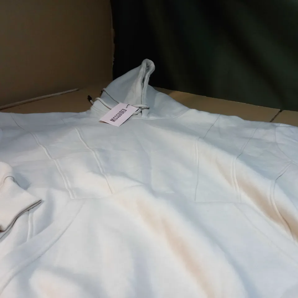 MISSGUIDED NUDE SEAM DETAIL RIBBED HEM OVERSIZED HOODIE - SIZE 6