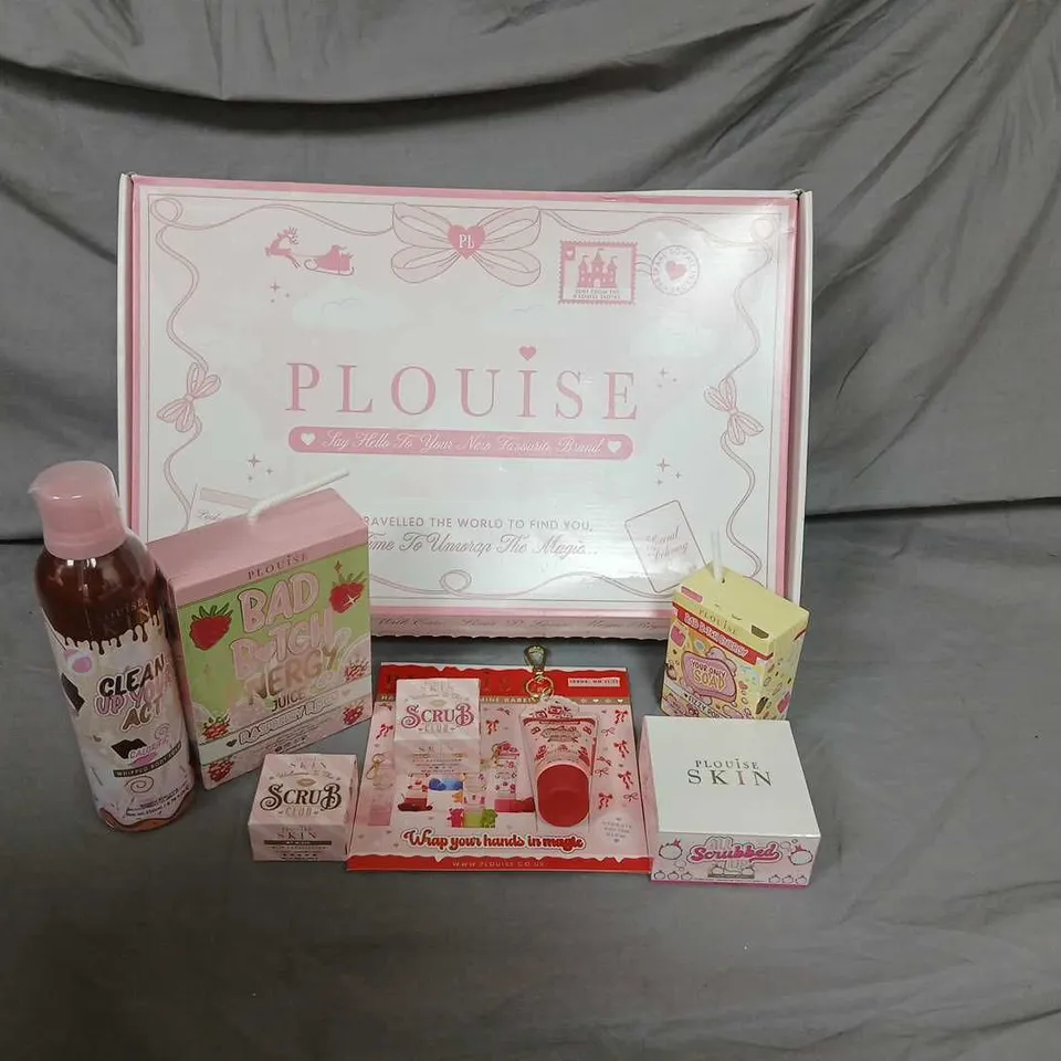 BOXED PLOUISE GIFT SET TO INCLUDE; SCRUB CLUB, CLEAN UP YOUR ACT, RASPBERRY REIGN, ALL SCRUBBED UP, LADIES THAT LUNCH, YOUR ONLY SOAP AND HELPING HAND