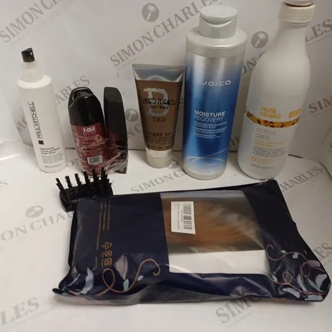 APPROXIMATELY 10 ASSORTED HEALTH & BEAUTY PRODUCTS TO INCLUDE JOICO MOISTURE RECOVERY, PAUL MITCHEL FIRM STYLE, BED HEAD CLEAN UP ETC