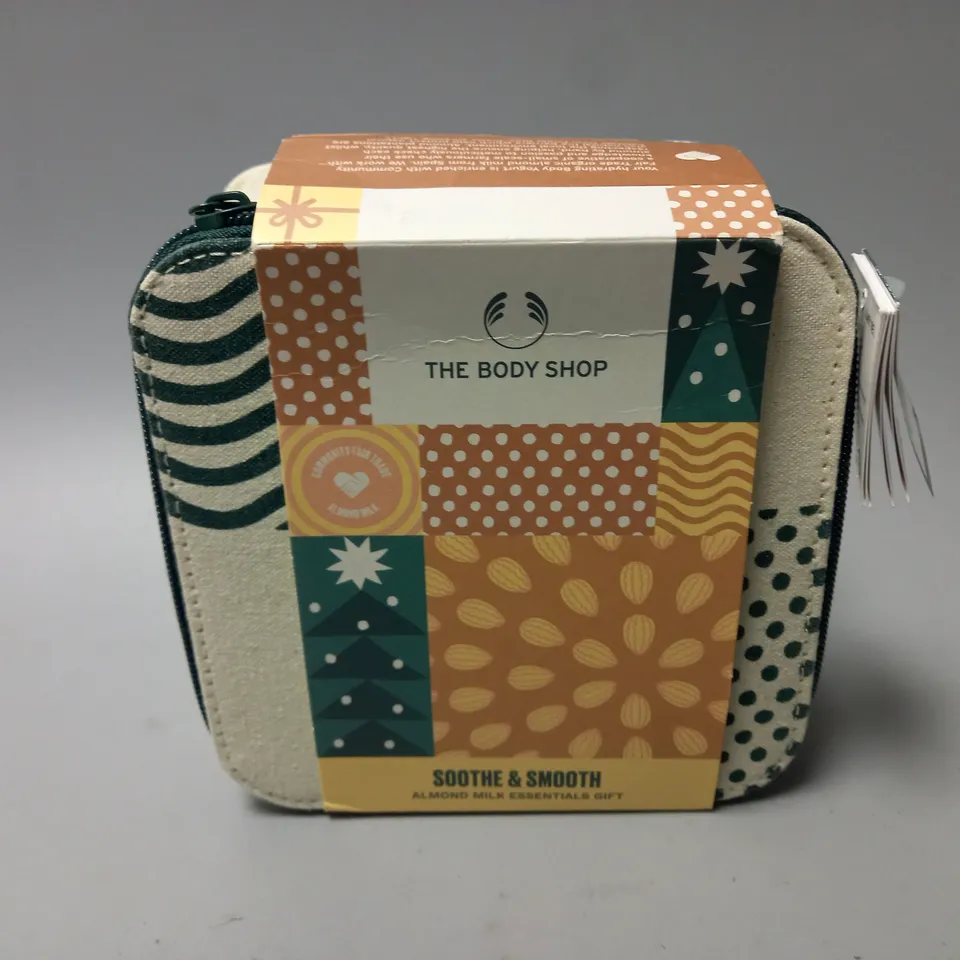 BOXED THE BODY SHOP SOOTHE & SMOOTH ALMOND MILK ESSENTIALS GIFT