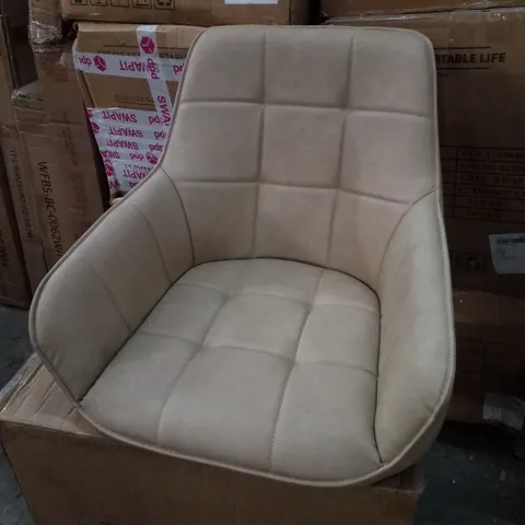BOXED DANYL SET OF TWO CREAM PU LEATHER SWIVEL DINING CHAIRS (1 BOX)