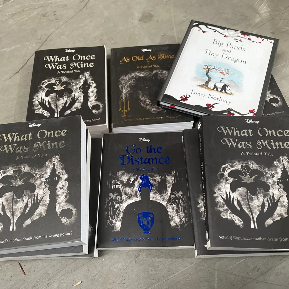 BOX OF APPROXIMATELY 10 ASSORTED BOOKS TO INCLUDE: GO THE DISTANCE, WHAT ONCE WAS MINE, BIG PANDA, AS OLD AS TIME