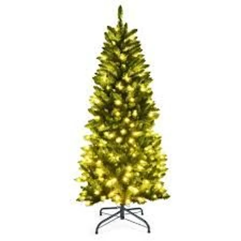 BOXED COSTWAY WARM WHITE LED PRE-LIT ARTIFICIAL PENCIL CHRISTMAS TREE 5FT