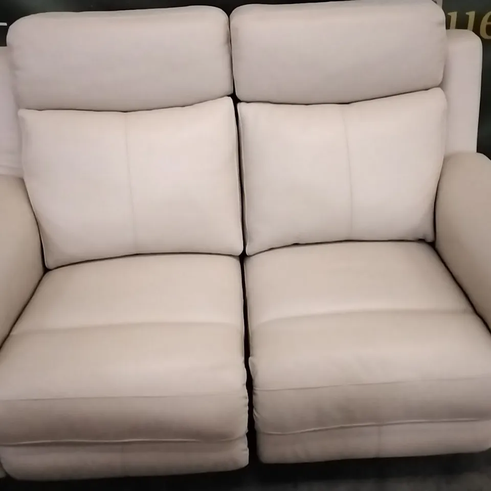QUALITY DESIGNER CREAM LEATHER ELECTRIC RECLINING 2 SEATER SOFA 