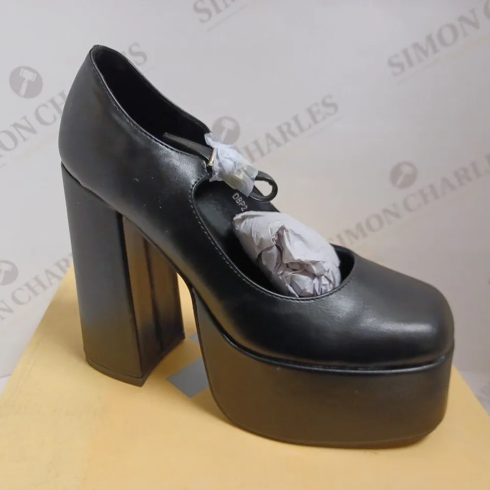 KOI VEGAN DARKBLOOM BLACK PLATFORM HEELS - SIZE 6