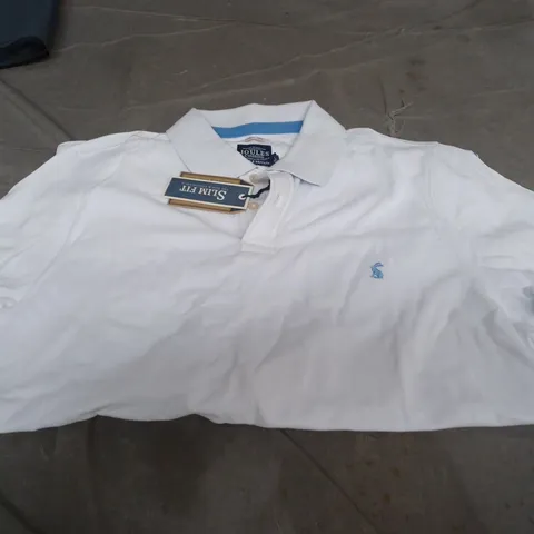 JOULES SLIM FIT POLO SHIRT – WHITE, SIZE UK L