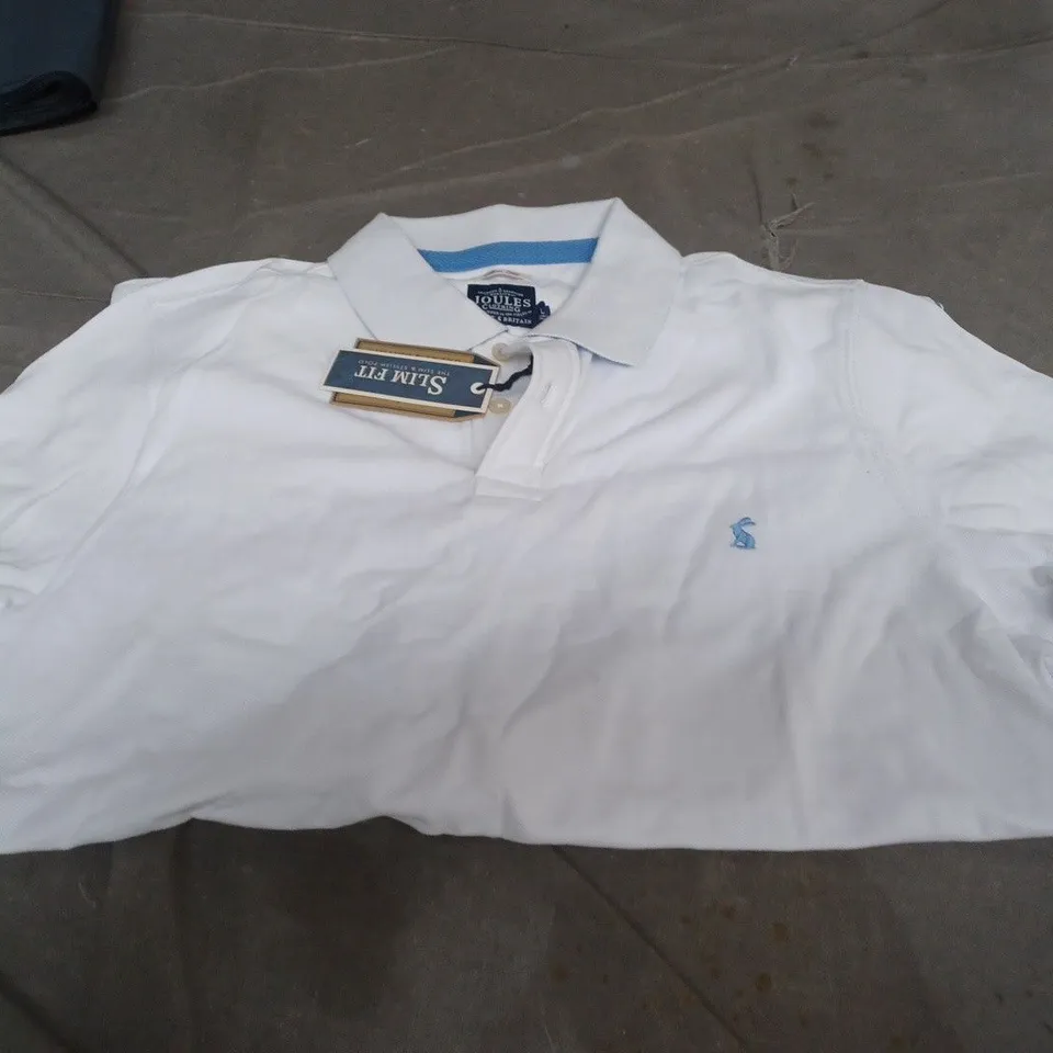 JOULES SLIM FIT POLO SHIRT – WHITE, SIZE UK L
