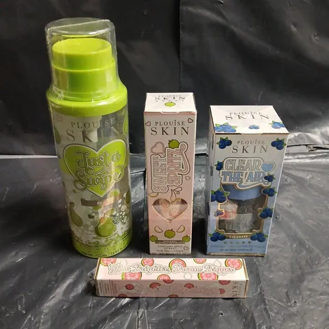PLOUISE LOT OF 4 ASSORTED SKINCARE PRODUCTS TO INCLUDE - PEAR MICELLAR WATER - BLUEBERRY CLEANSER - GUAVA VITAMIN C SERUM