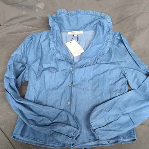 NOBODYS CHILD DENIM COLLAR BLOUSE IN DENIM BLUE - UK 12