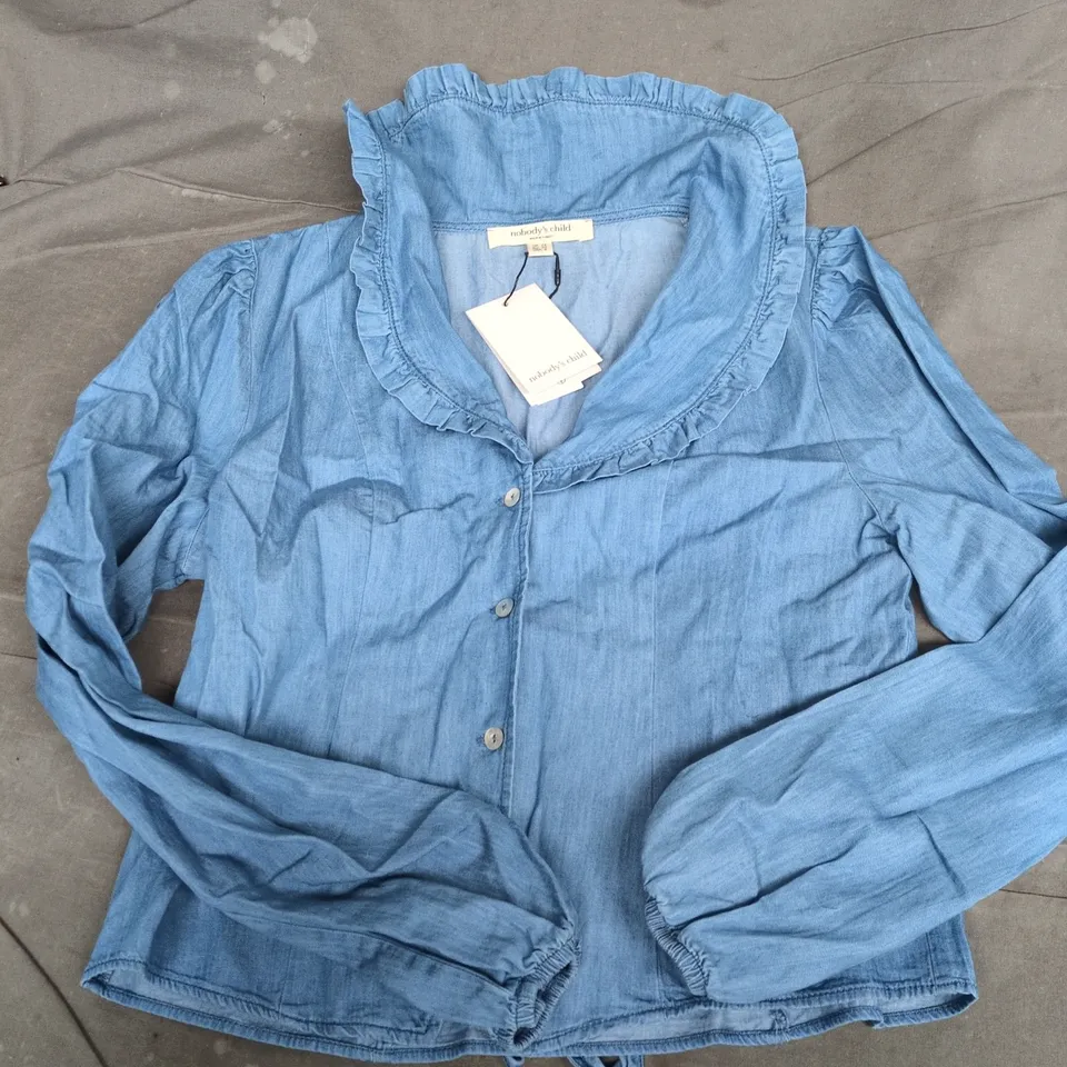 NOBODYS CHILD DENIM COLLAR BLOUSE IN DENIM BLUE - UK 12