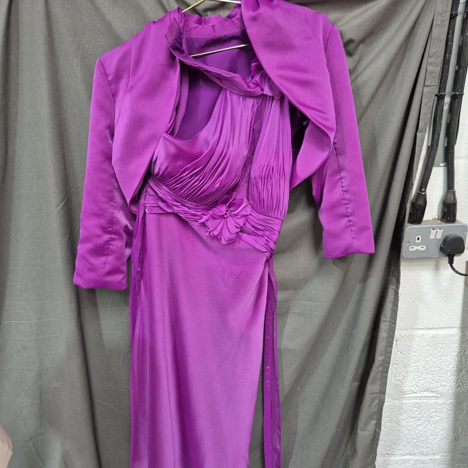 Purple Women's Evening Dress with matching jacket , Size 12