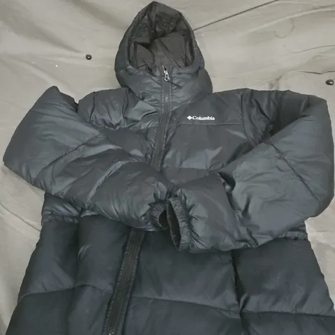 COLUMBIA BLACK PUFFER JACKET WITH HOOD – SIZE S