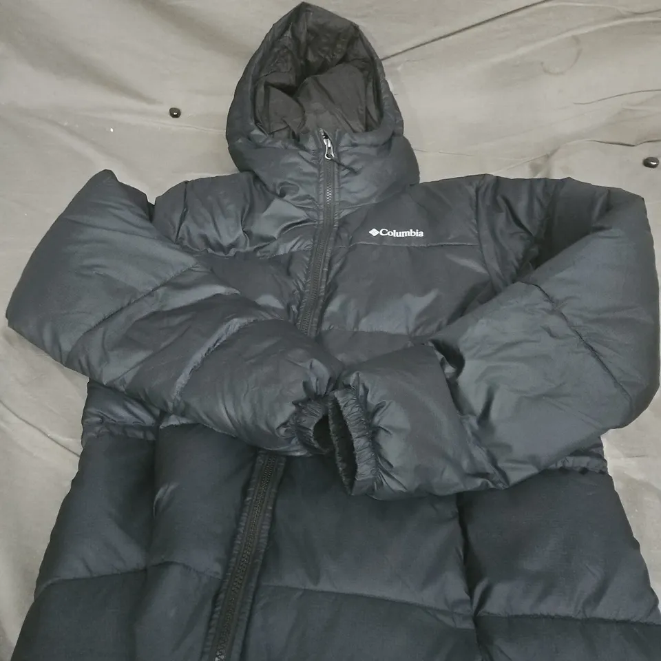 COLUMBIA BLACK PUFFER JACKET WITH HOOD – SIZE S